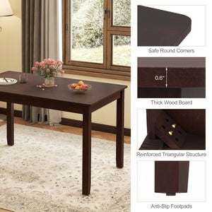48-Inch Wooden Dining Table for 4 People Rectangular Kitchen Table with Rubber Wood Legs-Cherry view 8