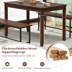 48-Inch Wooden Dining Table for 4 People Rectangular Kitchen Table with Rubber Wood Legs-Cherry view 9