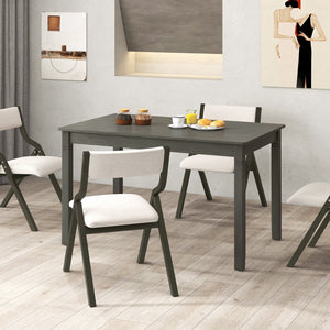 48-Inch Wooden Dining Table for 4 People Rectangular Kitchen Table with Rubber Wood Legs-Gray view 5