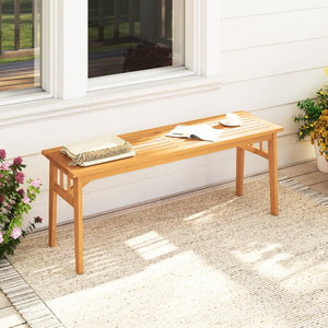 48 Inches Acacia Wood Bench with Breathable Slat Seat and Stable Triangular Structure-2 view 2