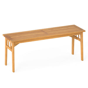 48 Inches Acacia Wood Bench with Breathable Slat Seat and Stable Triangular Structure-2 view 4