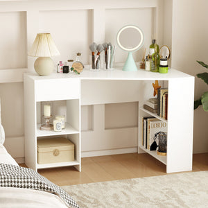 48 Inches L Shaped Corner Executive Computer Desk with Drawer-White view 7