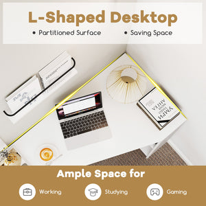 48 Inches L Shaped Corner Executive Computer Desk with Drawer-White view 9