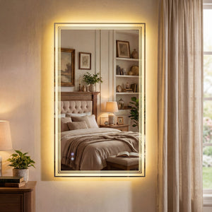 48 inches x 28 inches LED Bathroom Mirror with Frontlit and Backlit view 4