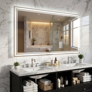 48 inches x 28 inches LED Bathroom Mirror with Frontlit and Backlit view 5
