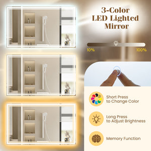 48 inches x 28 inches LED Bathroom Mirror with Frontlit and Backlit view 7