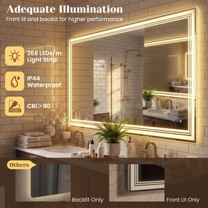 48 inches x 28 inches LED Bathroom Mirror with Frontlit and Backlit view 8