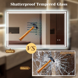 48 inches x 28 inches LED Bathroom Mirror with Frontlit and Backlit view 9