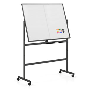 48 inches x 36 inches Double-Sided Mobile White Board with Lockable Universal Wheels for Office-Black view 4