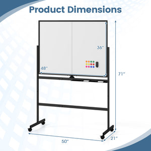 48 inches x 36 inches Double-Sided Mobile White Board with Lockable Universal Wheels for Office-Black view 5