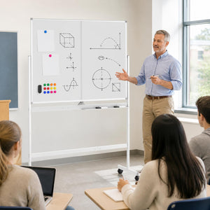 48 inches x 36 inches Double-Sided Mobile White Board with Lockable Universal Wheels for Office-White view 3