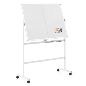 48 inches x 36 inches Double-Sided Mobile White Board with Lockable Universal Wheels for Office-White view 4
