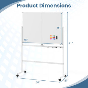 48 inches x 36 inches Double-Sided Mobile White Board with Lockable Universal Wheels for Office-White view 5