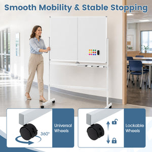 48 inches x 36 inches Double-Sided Mobile White Board with Lockable Universal Wheels for Office-White view 9