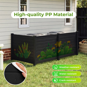 48 x 38 Inch Air Conditioner Fence 3 Panels with Metal Ground Stakes for Patio Backyard-Black view 7