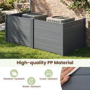 48 x 38 Inch Air Conditioner Fence 3 Panels with Metal Ground Stakes for Patio Backyard-Gray view 6