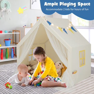 48 x 42 x 50 Inch Large Play Tent with Washable Cotton Mat Holiday Birthday Gift for Kids-Beige view 5