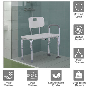 6-Level Adjustable Bath and Shower Transfer Bench Aluminum Chair with Non-Slip Feet – view 5