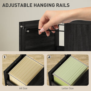 2 Drawer Filing Cabinet with Lock, Boho File Cabinet for A4 Letter Size Files with Decorative Rattan – view 18