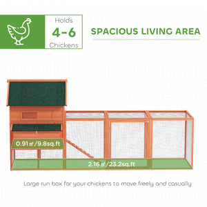 137" Wooden Chicken Coop with Chicken Run, Nesting Box, Dark Grey – view 10