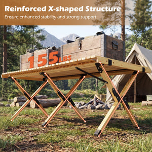 48 Inch Folding Camping Table with Carry Bag for Backyard-Natural view 8