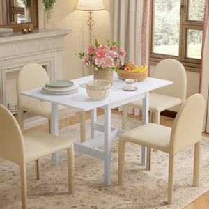 Solid Wood Kitchen Table, Farmhouse Drop Leaf Tables for Small Spaces, Folding Dining Table, Nature Wood