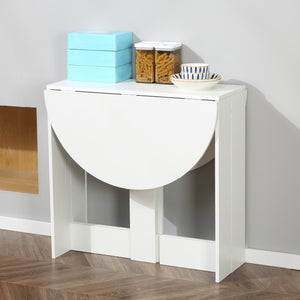 Folding Dining Table, 41" Drop Leaf Table for Small Spaces, Oval Foldable Table for Kitchen, Dining Room, White