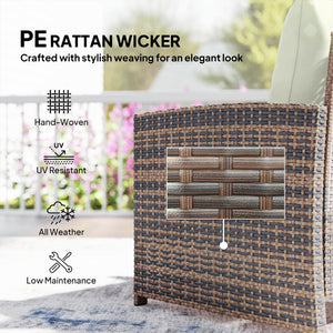 5 Piece Patio Furniture Set, Wicker Patio Chairs with Ottomans, 2-Tier Glass Coffee Table and Cushions – view 26