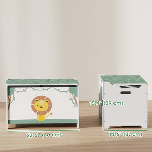 Qaba Toy Chest, Kids Storage Chest with Lid, Safety Hinges and Groove Handles for Boys, Girls