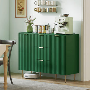 Modern Kitchen Storage Cabinet, Sideboard Buffet Cabinet w/ 3 Drawers and Adjustable Shelves for Kitchen – view 14