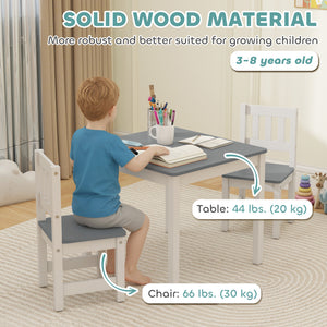 Qaba Kids Table and Chairs Set, Toddler Table and 2 Chair Set for Activity, Art, Craft, Reading, Learning