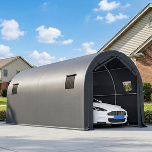 10' x 19' Heavy Duty Carport, Portable Garage Car Canopy Tent Shelter with Reinforced Galvanized Frame, Dark Grey
