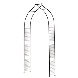 8FT Metal Garden Arch, Decorative Arbor Trellis for Climbing Plants, Wedding, Party, Event, Holiday, Black