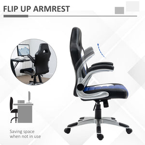 Racing Gaming Chair PU Leather Office Chair Executive Computer Desk Chair with Adjustable Height, Flip Up Armrest, Swivel Wheels, Red