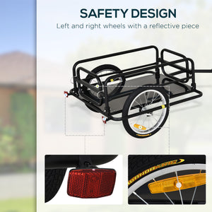 Aosom Folding Bicycle Cargo Trailer Utility Bike Cart Travel Luggage Carrier Garden Patio Tool New, Black