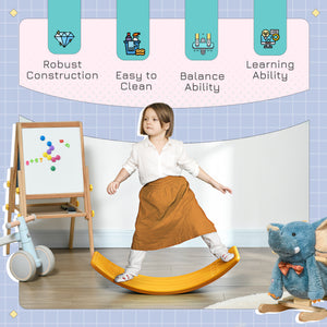 Qaba 32.3" Balance Board, Wobble Board Kids Curvy Rocker Board, Ended Preschool Learning Montessori Waldorf Toy, Ages for 3-6 Years Old