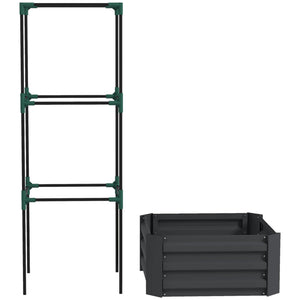 Galvanized Planter Box, Outdoor Raised Garden Bed with 3-Tier Trellis Tomato Cage for Climbing Vines – view 8