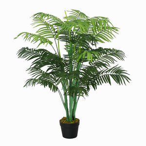 4FT Artificial Palm Tree, Fake Tropical Tree with Lifelike Leaves, Faux Plant in Pot for Indoor Decoration, Green