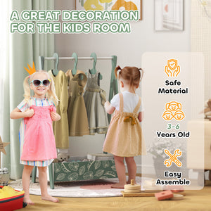 Qaba Kids Clothing Rack with Storage Shelf, Hangers, for Nursery Room, Living Room, Playroom
