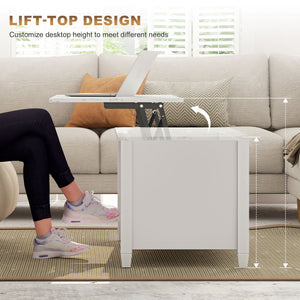Lift Top Coffee Table, Modern Center Table with Storage Shelves and Hidden Compartment for Living Room – view 17