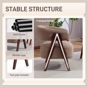 Sherpa Fleece Accent Chair, Upholstered Armchair with Solid Wood Legs and Steel Frame for Living Room – view 4