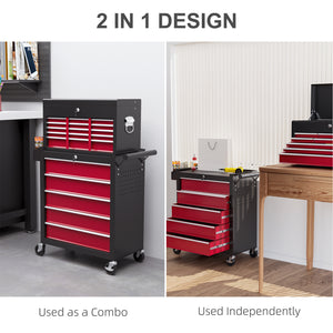 14 Drawer Rolling Tool Chest, Lockable Tool Storage Cabinet with Detachable Top Toolbox, Protective Liner – view 11