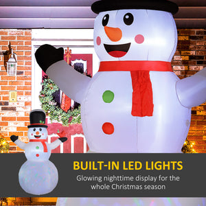 12FT Christmas Inflatable Decorations, Xmas Blow Up Snowman with Rotating Colorful LED Light for Indoor, Outdoor