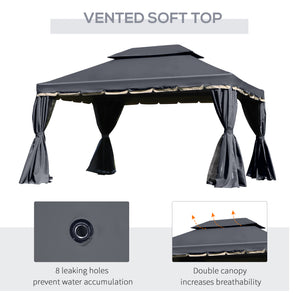13' x 10' Patio Gazebo, Double Roof Outdoor Gazebo Canopy Shelter with Netting & Curtains – view 4