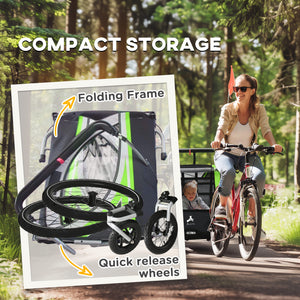 Aosom 3-in-1 Bike Trailer for Kids, Running Stroller with 2 Seats, Jogging Cart with 5-Point Harness, Storage Units