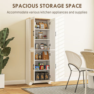 67" Tall Kitchen Pantry, Freestanding Kitchen Storage Cabinet with 4 Rattan Doors and Adjustable Shelves – view 10