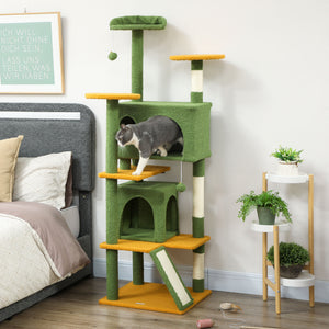 54" Cat Tree, Multi-Level Cat Tower with Scratching Posts, Cat Condos, Bed, Platforms, Ramp, Toy Ball, Beige – view 77