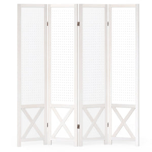 4-Panel Pegboard Room Divider 67 Inches Tall Foldable Privacy Screen