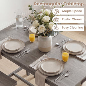 4-Piece Counter Height Dining Table Set with Power Outlet Solid Rubber Wood Kitchen Table-Gray view 7