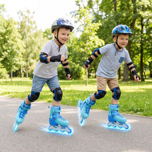 4-Size Adjustable Light-Up Inline Skates for Toddlers Ages 5-7-Blue view 2